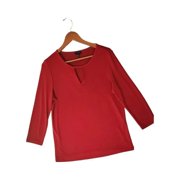 Talbots Top Women's Size Medium Red Polyester Long Sleeve Crew Neck Pullover - Picture 7 of 7
